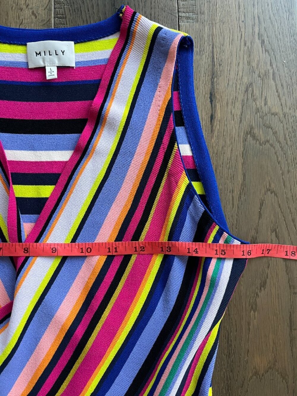 Milly Striped Surplice Sleeveless Midi Dress Multicolor Size L Designer - Picture 5 of 8